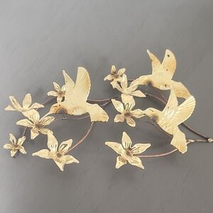 Vintage Copper Wire Hummingbird & Flower Wall Art